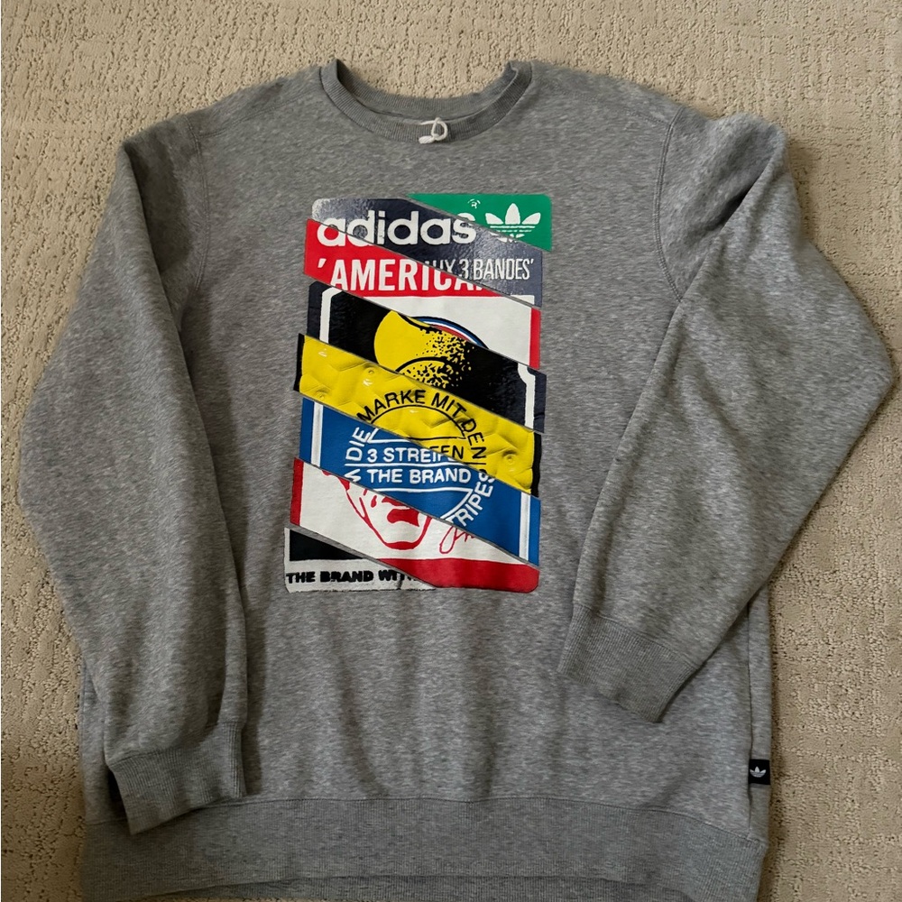 Adidas Originals Label Crew Neck Sweatshirt Mens Size Large Trefoil Pullover